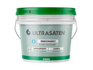 Ultrasaten Oikos (Ультрасатин Ойкос) Колеруемая акриловая краска для внутренних работ. Высококачественное покрытие для помещений с повышенными гигиеническими требованиями.